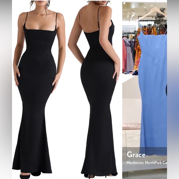 House of CB Dresses House Of Cb Black Olivette Corset Maxi Dress Sz